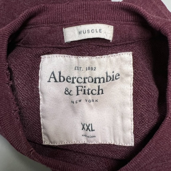 Abercrombie & Fitch Muscle Long Sleeve Shirt Mens 2XL Burgundy Red Pocket - Picture 5 of 9